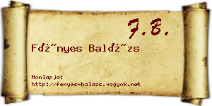 Fényes Balázs névjegykártya